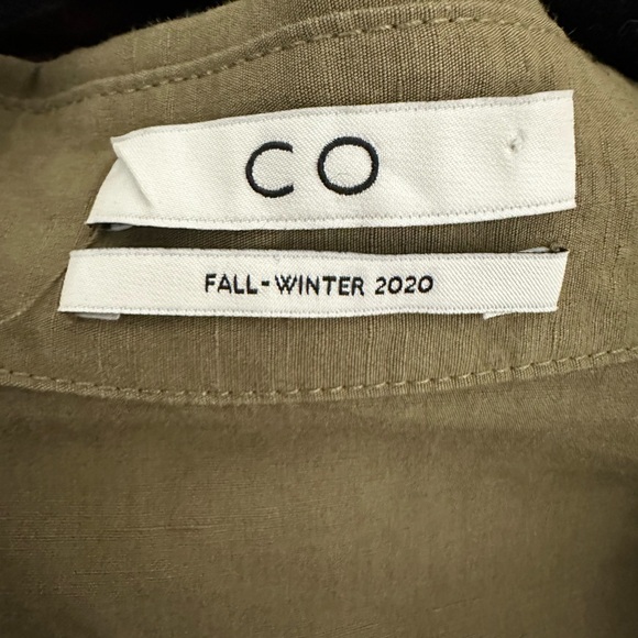 CO Cotton Linen Blend Elegant Olive Green Women's Dress Size M - Picture 3 of 6